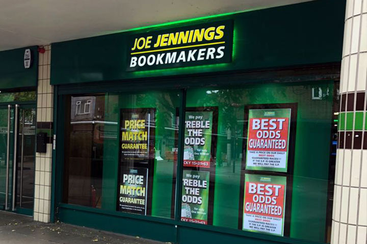 Joe Jennings Bookmakers store front.